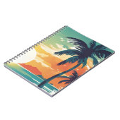 Tropical Sunset and Palm Tree Beach Aesthetic Notizblock (Linke Seite)