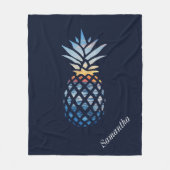 Tropical Sunset Beach Ananas mit Ozean Fleecedecke (Vorderseite)