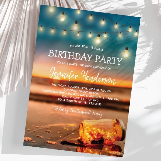 Tropical Sunset Beach Birthday Party Einladung