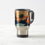 Tropical Sunset Beach Coffee Mug – Relaxing Palm Reisebecher (VorderseiteRechts)