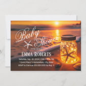 Tropical Sunset Beach Glows Jar Baby Dusche Einladung (Vorderseite)