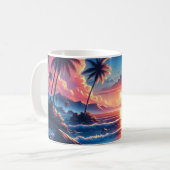 Tropical Sunset Beach Malerei Kaffeetasse (Vorderseite Links)