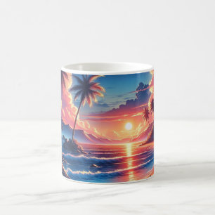 Tropical Sunset Beach Malerei Kaffeetasse