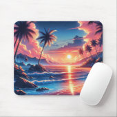 Tropical Sunset Beach Malerei Mousepad (Mit Mouse)