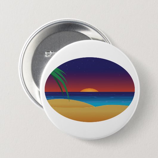 Tropical Sunset Beach Palm Blätter Ocean Waves Button (Vorne & Hinten)
