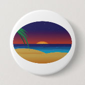 Tropical Sunset Beach Palm Blätter Ocean Waves Button (Vorderseite)