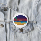 Tropical Sunset Beach Palm Blätter Ocean Waves Button (Beispiel)