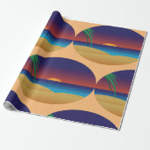 Tropical Sunset Beach Palm Blätter Ocean Waves Geschenkpapier (Ungerollt)