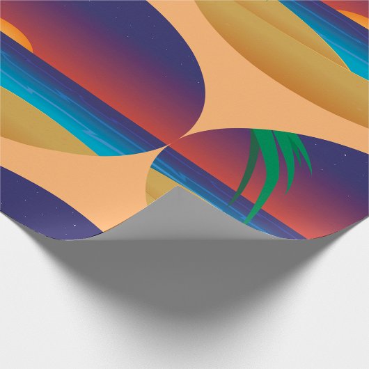 Tropical Sunset Beach Palm Blätter Ocean Waves Geschenkpapier