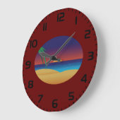 Tropical Sunset Beach Palm Blätter Ocean Waves Große Wanduhr (Winkel)