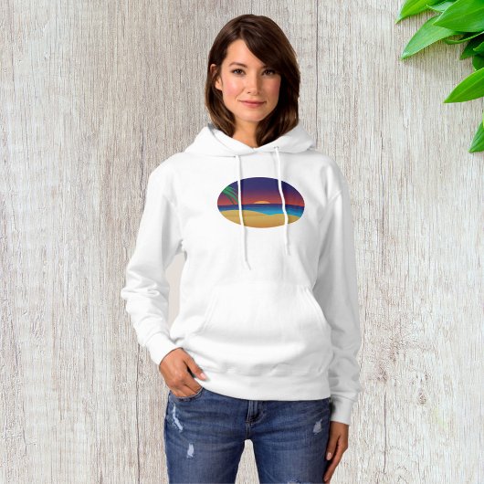 Tropical Sunset Beach Palm Blätter Ocean Waves Hoodie