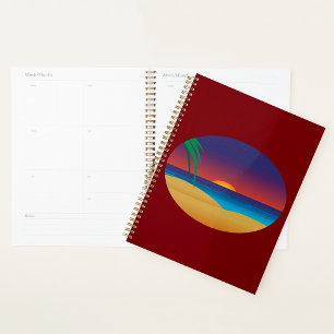 Tropical Sunset Beach Palm Blätter Ocean Waves Planer