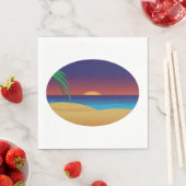 Tropical Sunset Beach Palm Blätter Ocean Waves Serviette (Beispiel)