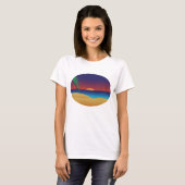 Tropical Sunset Beach Palm Blätter Ocean Waves T-Shirt (Vorne ganz)