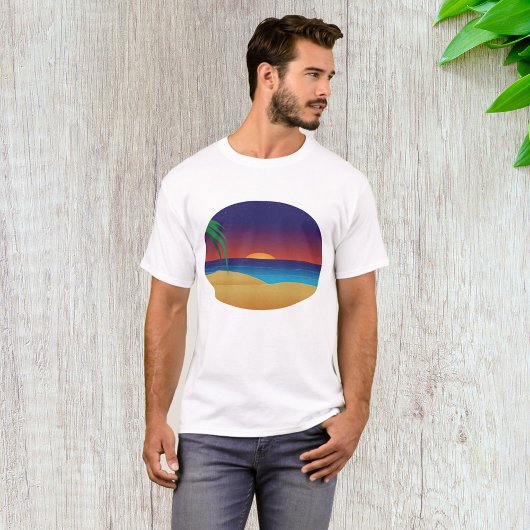 Tropical Sunset Beach Palm Blätter Ocean Waves T-Shirt