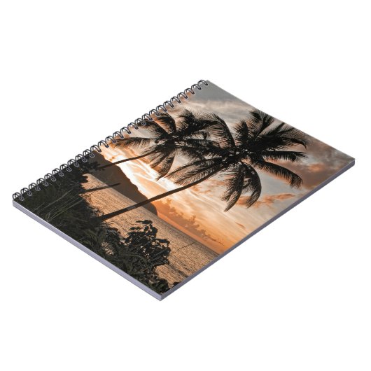 Tropical Sunset Beach Palm Tree Beach Notizblock (Linke Seite)