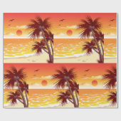 Tropical Sunset Beach Palm Tree Island Geschenkpapier (Flach)