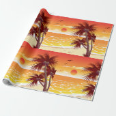 Tropical Sunset Beach Palm Tree Island Geschenkpapier (Ungerollt)