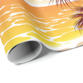 Tropical Sunset Beach Palm Tree Island Geschenkpapier (Rolleneckpunkt)
