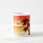 Tropical Sunset Beach Palm Tree Island Kaffeetasse (Mittel)