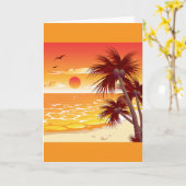 Tropical Sunset Beach Palm Tree Island Karte (Gelbe Blume)