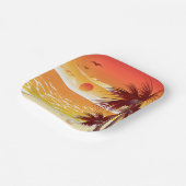 Tropical Sunset Beach Palm Tree Island Pappteller (Gewinkelt)