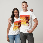 Tropical Sunset Beach Palm Tree Island T-Shirt (Unisex)
