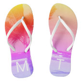 Tropical Sunset Beach & Palm Tree Urrosa Badesandalen (Fußbett)