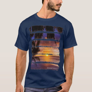 Tropical Sunset Beach Palm Trees Ocean Sand T-Shirt
