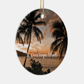 Tropical Sunset Beach Palm Trees USVI Keramik Ornament (Rechts)