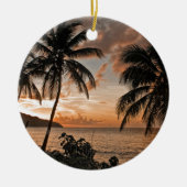 Tropical Sunset Beach Palmen Keramikornament (Vorne)