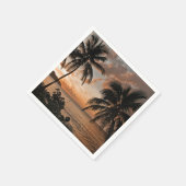 Tropical Sunset Beach Palmen Serviette (Ecke)