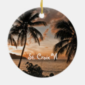 Tropical Sunset Beach Palms St. Croix USVI Keramik Ornament (Hinten)