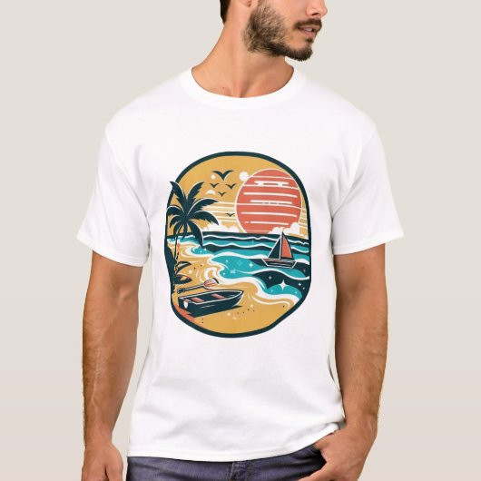 Tropical Sunset Beach Paradise T-Shirt (Vorderseite)