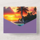 Tropical Sunset Beach QR Code Ocean All In One Einladung (Rückseite)