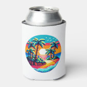 Tropical Sunset Beach Relaxing Pixel Art Paradies Dosenkühler (Kanne Vorderseite)