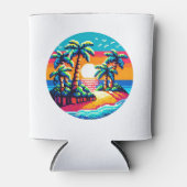Tropical Sunset Beach Relaxing Pixel Art Paradies Dosenkühler (Vorderseite)
