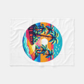 Tropical Sunset Beach Relaxing Pixel Art Paradies Fleecedecke (Vorderseite (Horizontal))