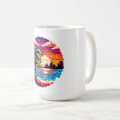 Tropical Sunset Beach Relaxing Pixel Art Paradies Kaffeetasse (VorderseiteRechts)