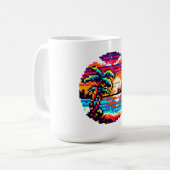 Tropical Sunset Beach Relaxing Pixel Art Paradies Kaffeetasse (Vorderseite Links)