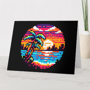 Tropical Sunset Beach Relaxing Pixel Art Paradies Karte