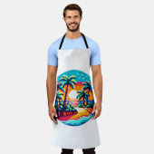 Tropical Sunset Beach Relaxing Pixel Art Paradies Schürze (Getragen)