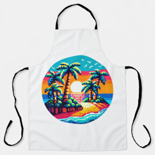Tropical Sunset Beach Relaxing Pixel Art Paradies Schürze
