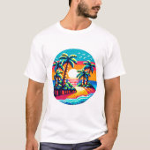 Tropical Sunset Beach Relaxing Pixel Art Paradies T-Shirt (Vorderseite)