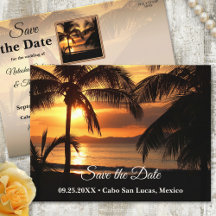 Tropical Sunset Beach Save the Date Postkarte