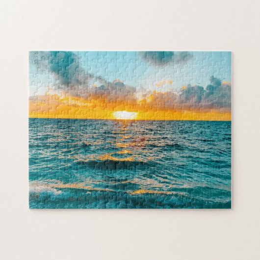 Tropical Sunset Beach Scene - Great Barrier Reef Puzzle (Horizontal)