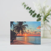 Tropical Sunset Beach Szene Postkarte (Stehend Vorderseite)