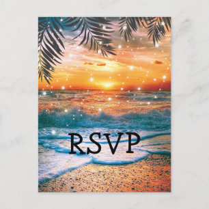 Tropical Sunset Beach Wedding UAWG Einladungspostkarte