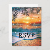 Tropical Sunset Beach Wedding UAWG Einladungspostkarte (Vorne/Hinten)