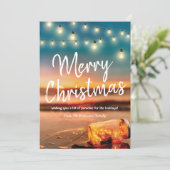 Tropical Sunset Beach Weihnachtsbeleuchtung Feiertagskarte (Stehend Vorderseite)